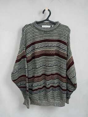 Geoffrey Beene Vintage Multi-Color Striped Sweater Size XL